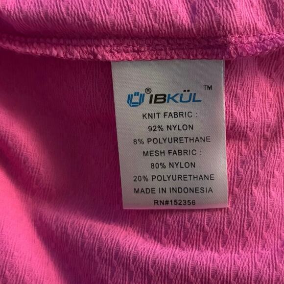IBKUL Size L 1/4 Zip Mock Neck Pullover Mesh Sleeves Pink - Picture 6 of 7